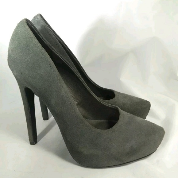 SOLD: Kelsi Dagger Gray Suede Platform Stiletto - Picture 2 of 7